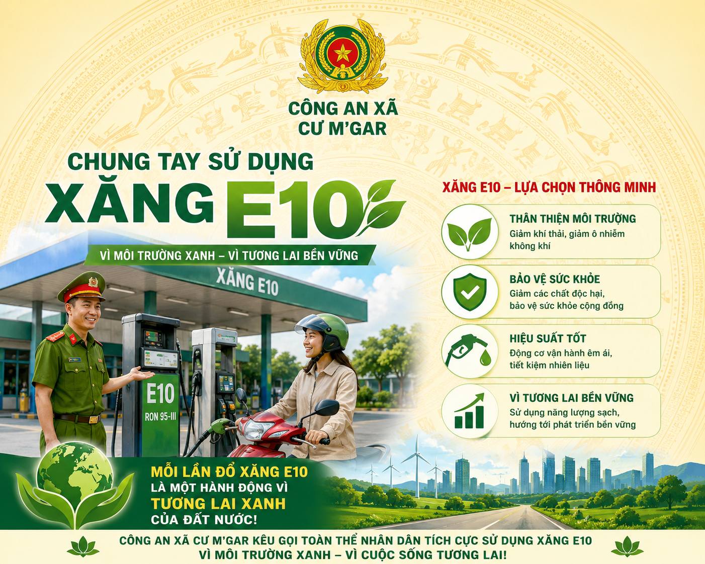 TUYÊN TRUYỀN SỬ DỤNG XĂNG SINH HỌC E10: HƯỚNG TỚI TƯƠNG LAI XANH VÀ PHÁT TRIỂN BỀN VỮNG