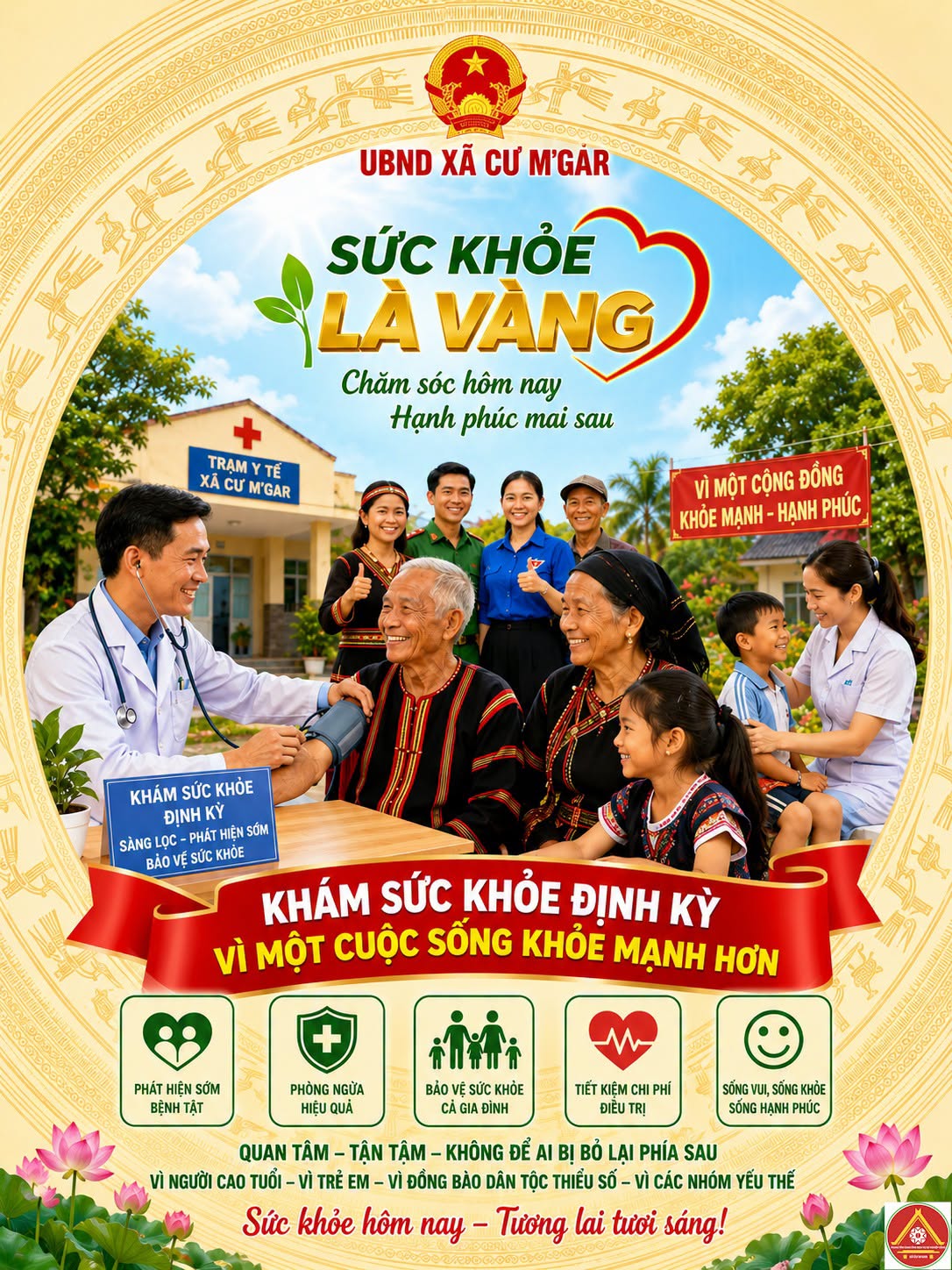 Xã Cư M'gar triển khai kế hoạch khám sức khỏe định kỳ, khám sàng lọc cho người dân trên địa bàn (theo Quyết định số 1858/QĐ-UBND ngày 15/6/2026 của UBND tỉnh Đắk Lắk).