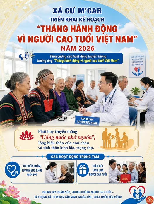 Xã Cư M'gar tích cực triển khai thực hiện "Tháng hành động vì người cao tuổi Việt Nam".