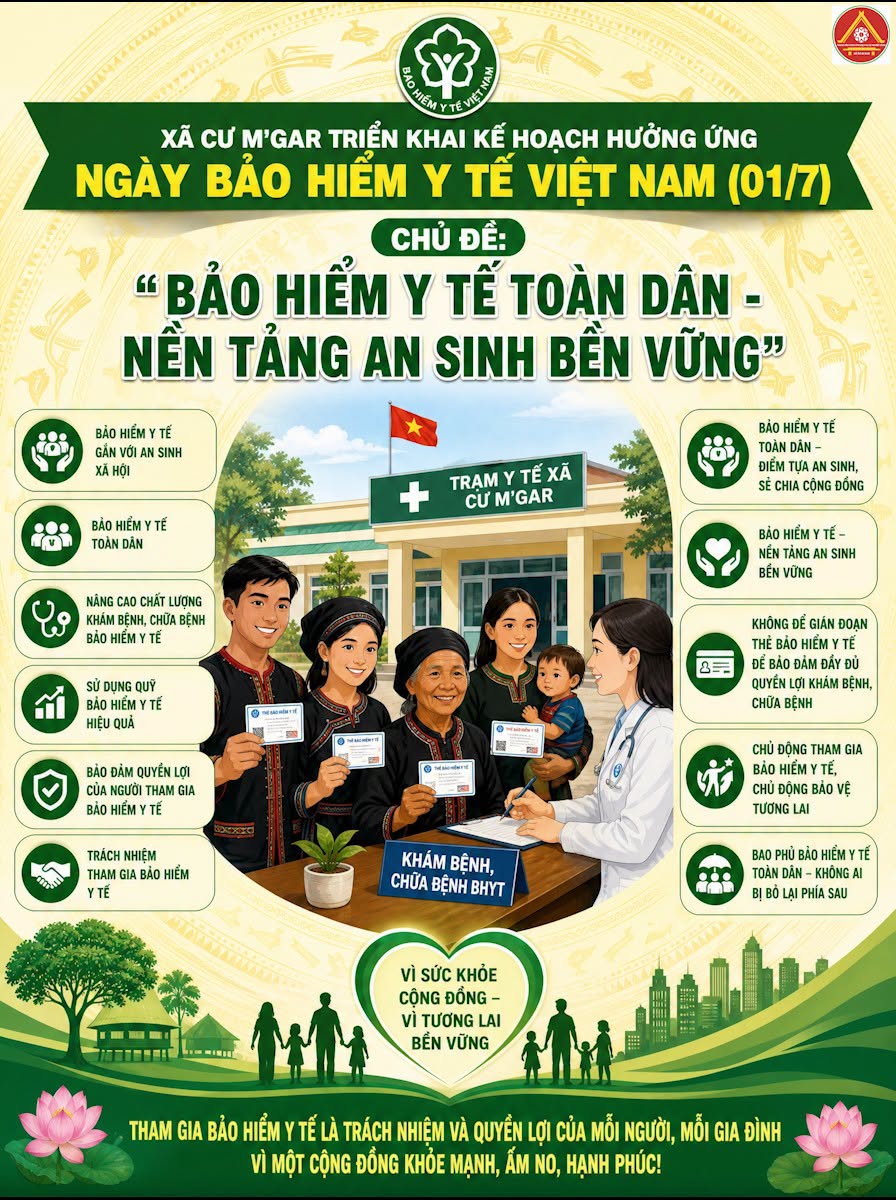 Xã Cư M'gar triển khai hưởng ứng - Ngày bảo hiểm y tế Việt Nam (1/7)