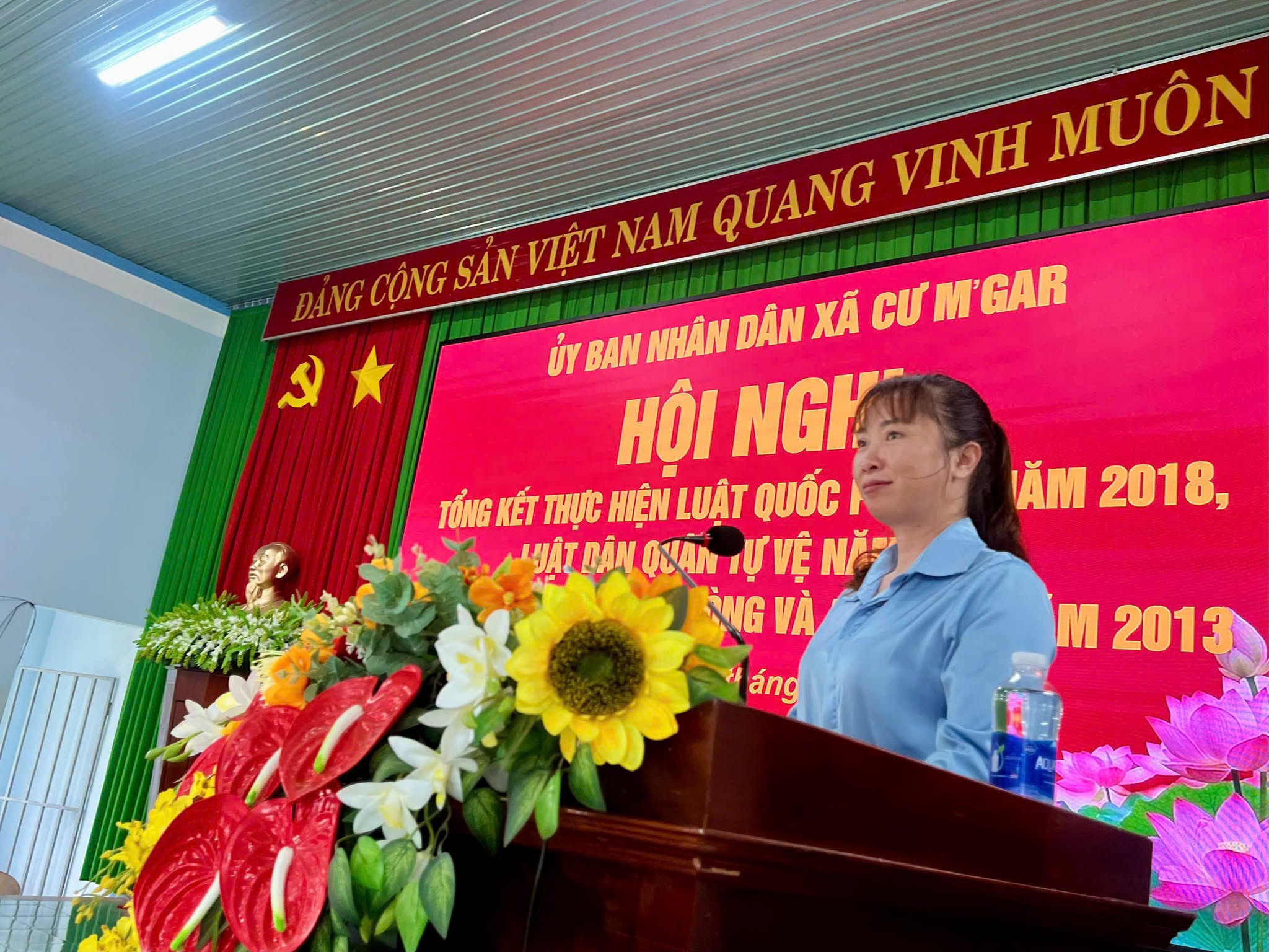 BAN CHQS XÃ CƯ M’GAR, TỈNH ĐẮK LẮK THAM MƯU VỚI UBND XÃ TỔ CHỨC HỘI NGHỊ TỔNG KẾT THỰC HIỆN LUẬT QUỐC PHÒNG NĂM 2018, LUẬT DÂN QUÂN TỰ VỆ NĂM 2019 VÀ LUẬT GIÁO DỤC QUỐC PHÒNG VÀ AN NINH NĂM 2013.