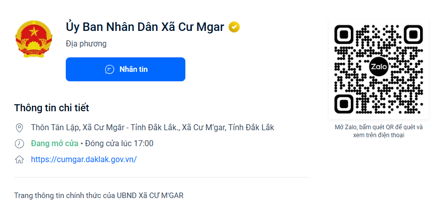 ZALO OA XÃ CƯ M'GAR
